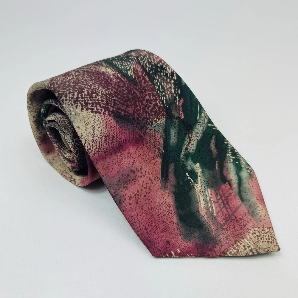 Vintage Principe‎ Tie Waterfloral Watercolor Floral Abstract Polyester 3.5